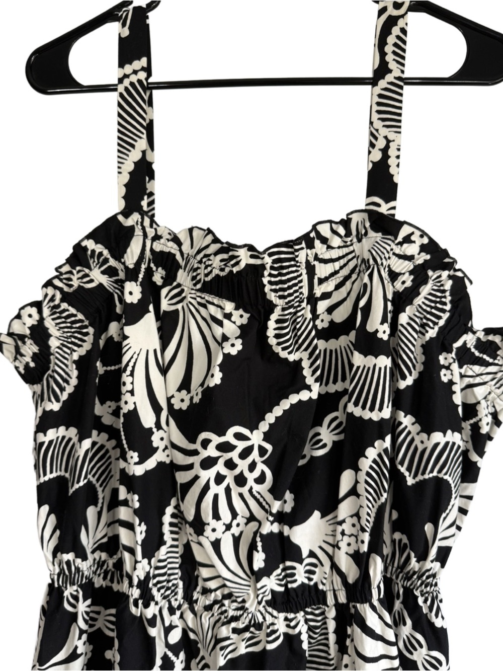 Banana Republic Factory B&W Poplin Elastic Floral-Print Midi Dress Size XXL NWT - Picture 4 of 8